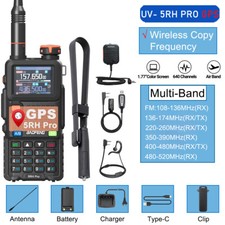 1SET BAOFENG 5RH PRO GPS 10W WALKIE TALKIE MULTI BAND RECHARGEABLE TWO WAY RADIO