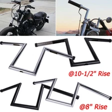 8" / 10" Rise 1" Ape Hanger Drag Bar Z-Bar Handlebar For Harley Chopper Bobber