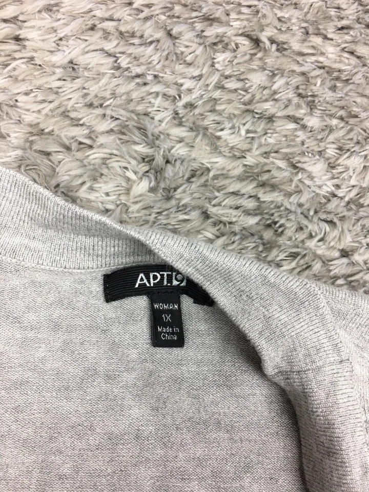 Cárdigan Apt 9 para mujer talla 1X gris corto mujer frente abierto algodón elástico Foto 4 de 4