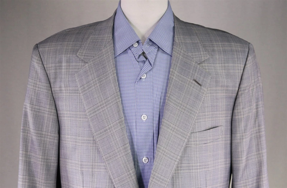 Blazer Brioni Sportcoat 42L Gris Beige Dorado Cuadros Lana Seda 2 Botones Italia Foto 3 de 4