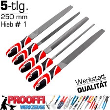 5-tlg Metallfeile Werkstattfeile Flach Rund Halbrund Kant Feile Hieb # 1 / 250mm