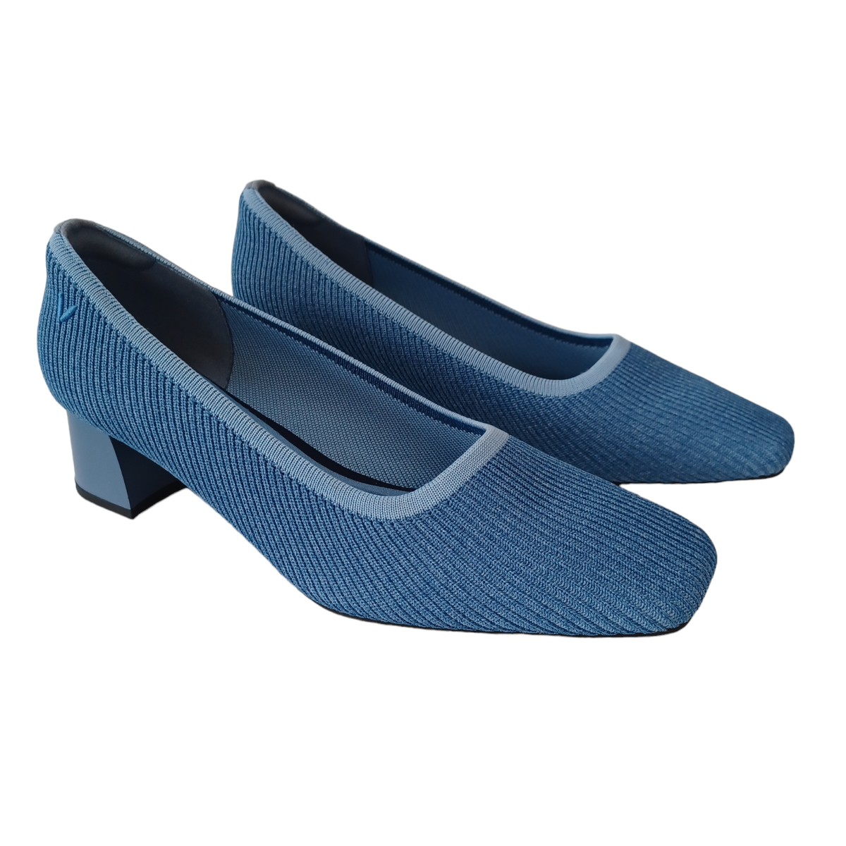Vivaia Shoes Womens US 11 Melody Pump Chunky Square Toe Blue Knit 