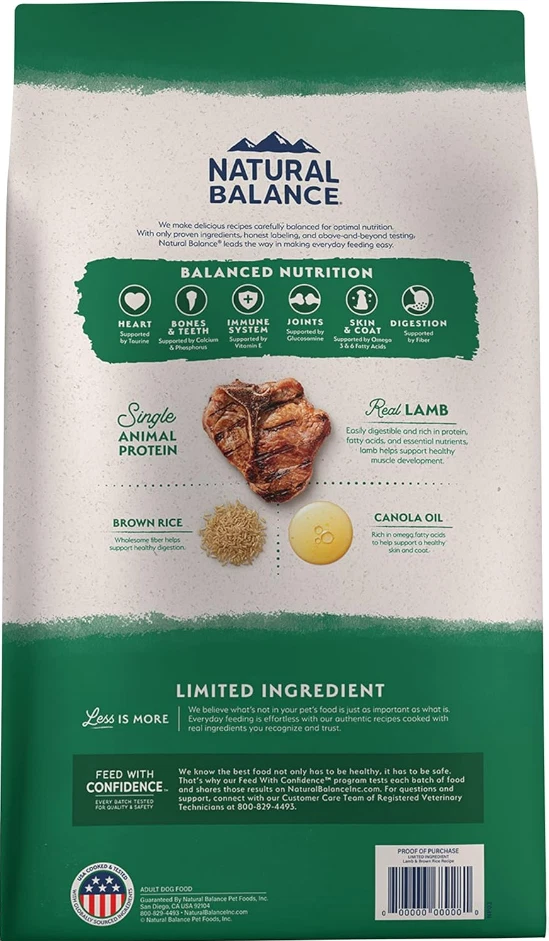 Ingrediente limitado Natural Balance de 24 libras granos saludables para adultos, cordero y arroz integral Foto 2 de 4