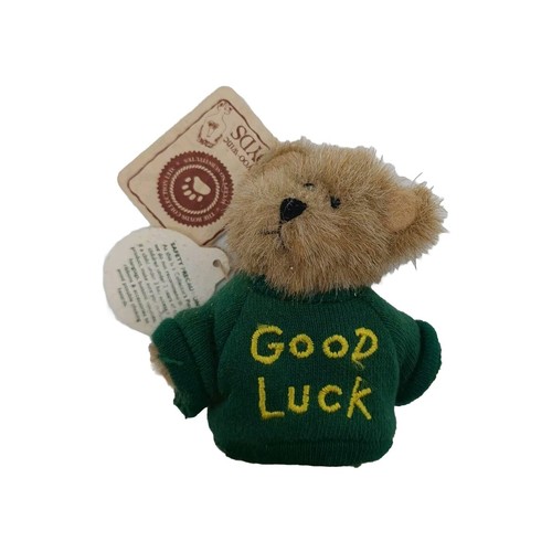 Boyds Bears Mini Plush Message Bear "Good Luck" Green Sweater 