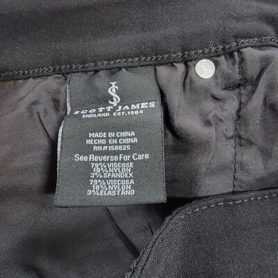 Scott James Slim Fit Stretch Pants Men's 34x30 Black 5-Pocket SJP