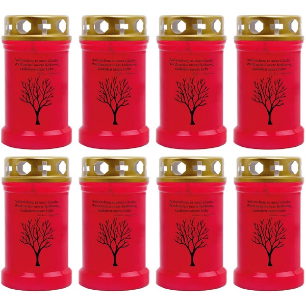 Grabkerze 8Er Pack Grablicht 40H Brenndauer Rot Grablampe Grab Kerze SprüChe-image