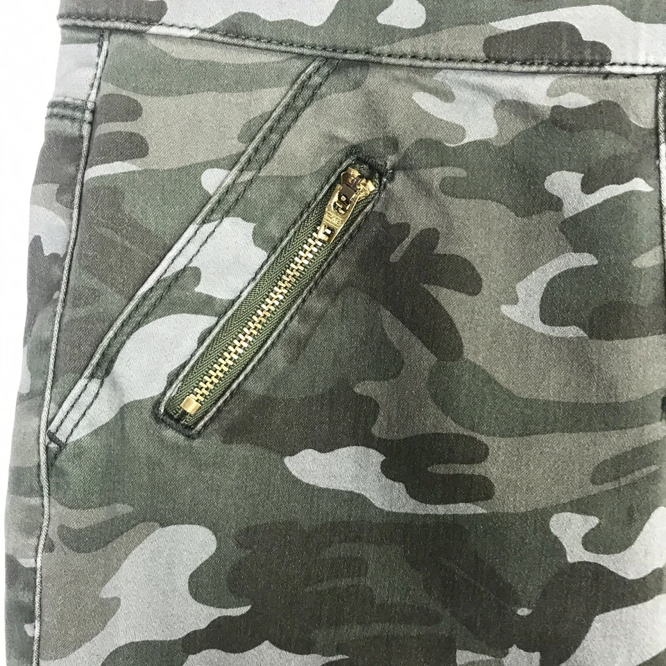 Pantalón Justice (Talla 12) Niña Camuflado Verde Pull On Elastizado Ajustado Cremalleras Foto 3 de 4