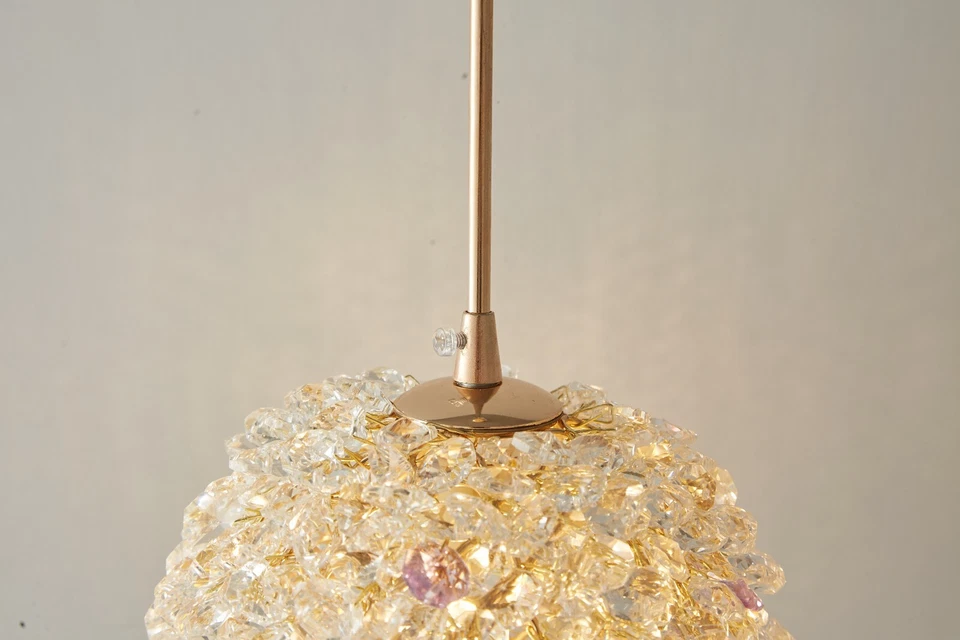 Golden LED circular pendant light at the bedside of the restaurant - Image 3 of 4