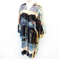 Citron Plus Clothing Wearable Art Japanese Striped Cardigan Kimono Top Duster 3X