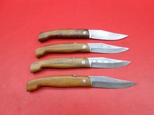 4Pcs Handmade Damascus Pocket knife Teak Wood Handle With Leather Sheath S354