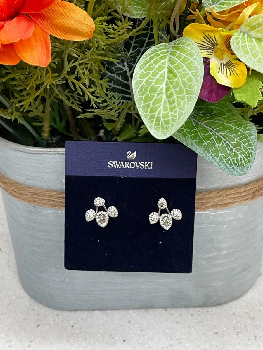 Swarovski Latisha earring jackets Pear cut, White, Rhodium plated 