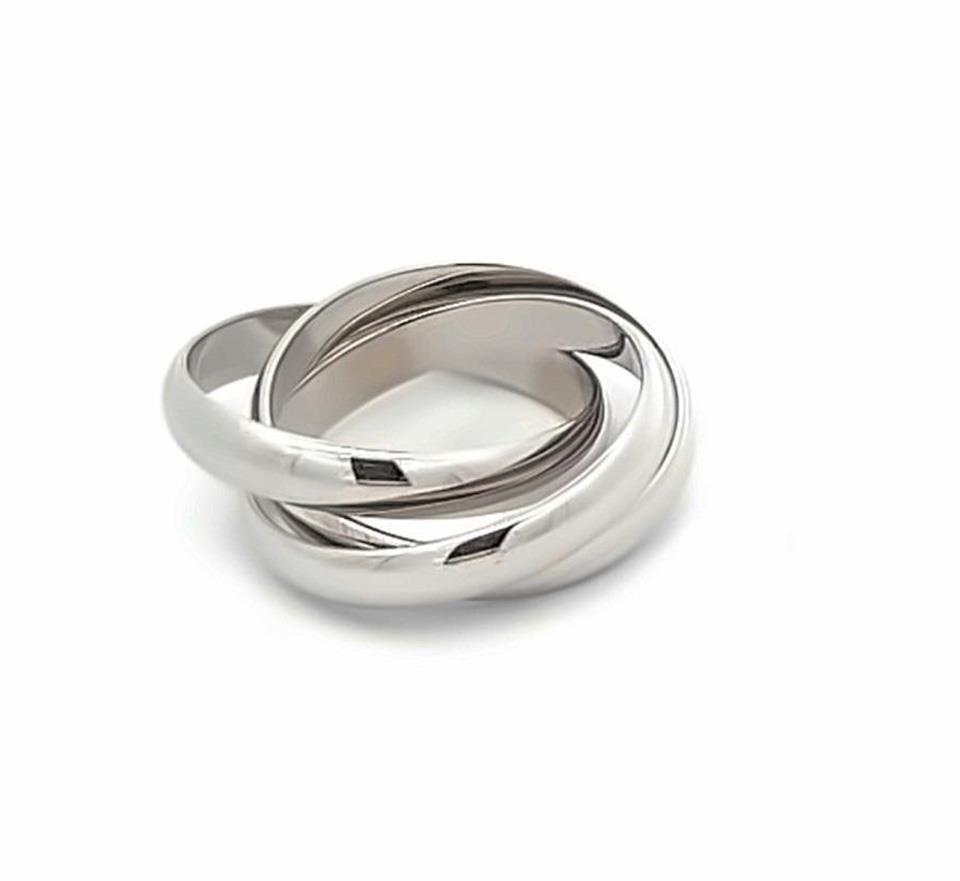 Cartier Trinity Ring 18k White Gold 3mm Wide Rolling Band EU 53-US 