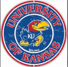 University Of Kansas Jayhawks 12  Round Aluminum Sign