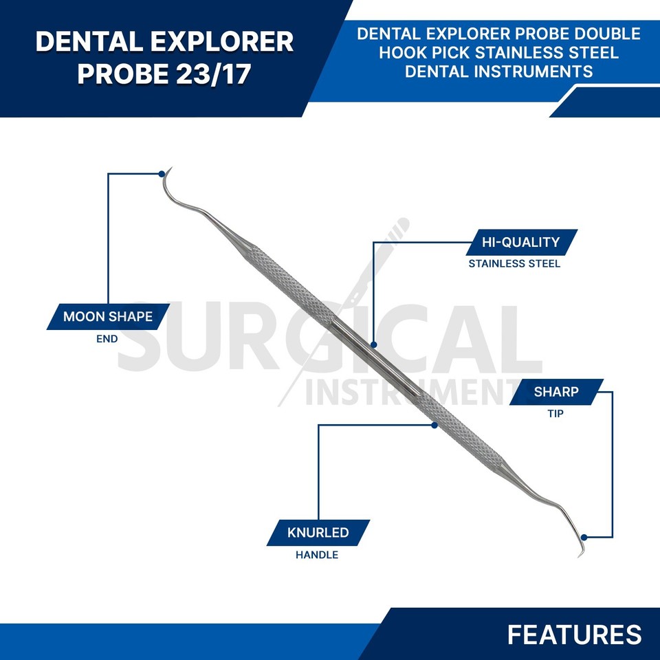 ODM 10-Pack Stainless Steel Dental Probe Explorer #5 - Surgical Instruments For Dental Lab Use