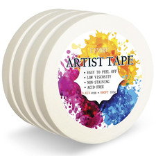 4 Packs White Artist Tape for Watercolor Paper Drafting Art Low Tack Masking Tap