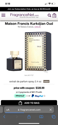 Maison Francis Kurkdjian Oud Extraid Eau De Parfum 2.4 fl oz