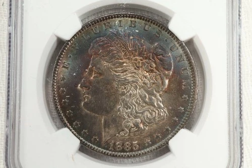 NobleSpirit Beautiful Dark Toning 1885 Morgan Silver Dollar NGC Unc Details