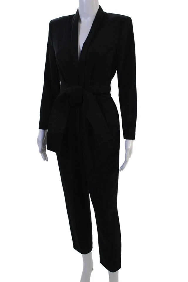 ALC Women Black V-Neck Long Sleeve Jumpsuit Size 4 - Image 2 of 4