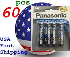 60 piece Panasonic AA 1.5V Batteries Heavy Duty Power Carbon Zinc 0.33 per gallon