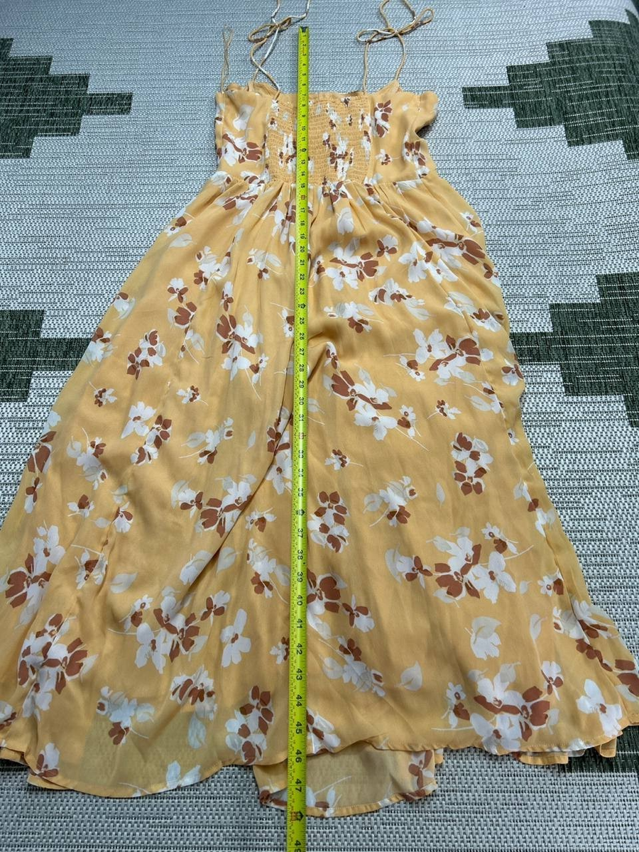 廃盤新品未使用Abercrombie & Fitch YELLOW Abercrombie & Fitch Dress Womens Medium Tall Yellow Brown White