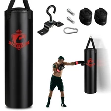63 lbs Filled Punching Hanging Bag Set Kick Boxing MMA training W/Gloves Adults