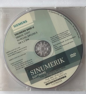 SIEMENS 6FC5252-5AY01-5AGO SOFTWARE 840D sl SIMATIC STEP7 für PCU50.3/PCU50.5