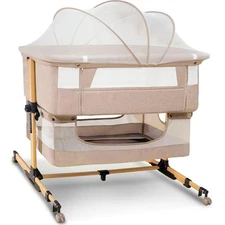 Baby Bassinet, 3 in 1 Bedside Sleeper with Mattress and Mesh Sides, Mosquito ...