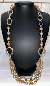 Authentic Vintage Premier Designs “ATLANTIS” Champagne Faux Pearls Gold Plated Necklace