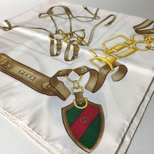 Gucci Silk Scarf 2508 234 White Shelley Line Luxury Silk Accessory Dress