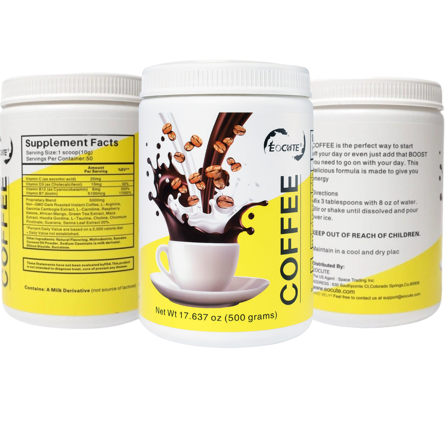 3PCS Organic L-Carnitine Coffee – Energy & Fat Burn Support, 30 Servings