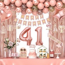 41st Birthday Decorations for Women Girls, Happy 41 Birthday Decorations for ...