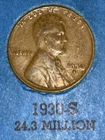 1930 S Lincoln Wheat Cent • Penny • #F526