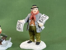 Vintage O'Well Christmas Village Figure Newspaper Man Salesman Paper Boy NO BOX