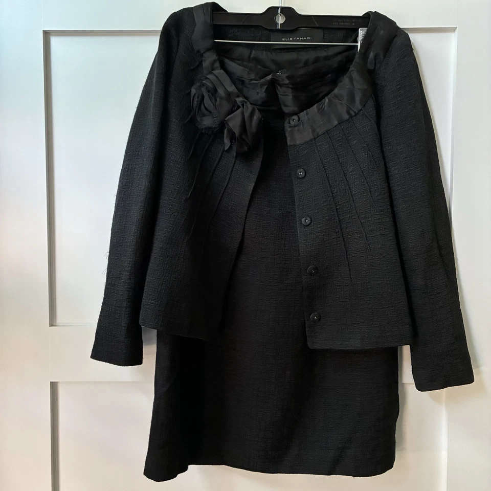 Elie Tahari 2 изделия костюм, куртка и юбка, черный, шерстяная смесь, размер 10 - Изображение 2 из 4