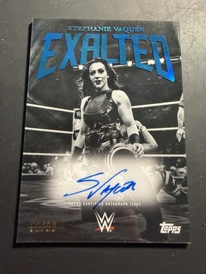 2025 Topps Exalted WWE Stephanie Vaquer Aqua Black And White Signatures Auto /99