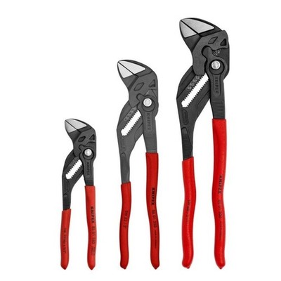 Knipex 3pc Plier Wrench Set 002006US3 Black 7'' 10'' 12'' Adjustable Pliers Spanner