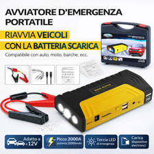 Jump Starter Avviatore Auto 12V Portatile Emergenza Batteria + Power Bank USB To