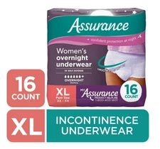 Assurance Women's Overnight Incontinence & Postpartum Underwear, XL , 16 Count