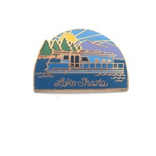 Vintage Lake Shasta California Houseboat Mountain Sunset Souvenir Enamel Pin