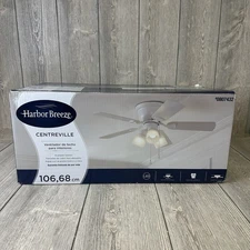 Harbor Breeze Centreville 42in White LED Indoor Flush Mount Ceiling Fan w/Light