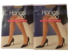 Hanes Too Plus Collection Day Sheer Pantyhose Size 1Q Little Color Lot Of 2
