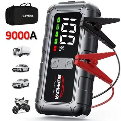 BUPMOVA 9000A Car Jump Starter Battery Booster Power Bank Fast Charger + Carrying Case