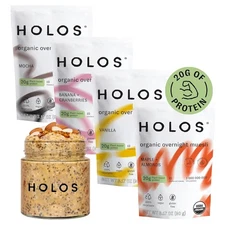 HOLOS Organic Overnight Muesli - 8 Pack Variety Flavors with Jar - Gluten... 