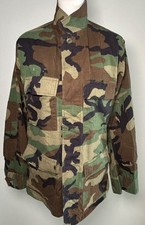 US Military Issue Woodland BDU Camouflage Combat Coat Jacket Size Small Long