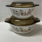 Set Of 2 Vintage Pyrex England Woodland Country Autumn Casseroles W/ Lids