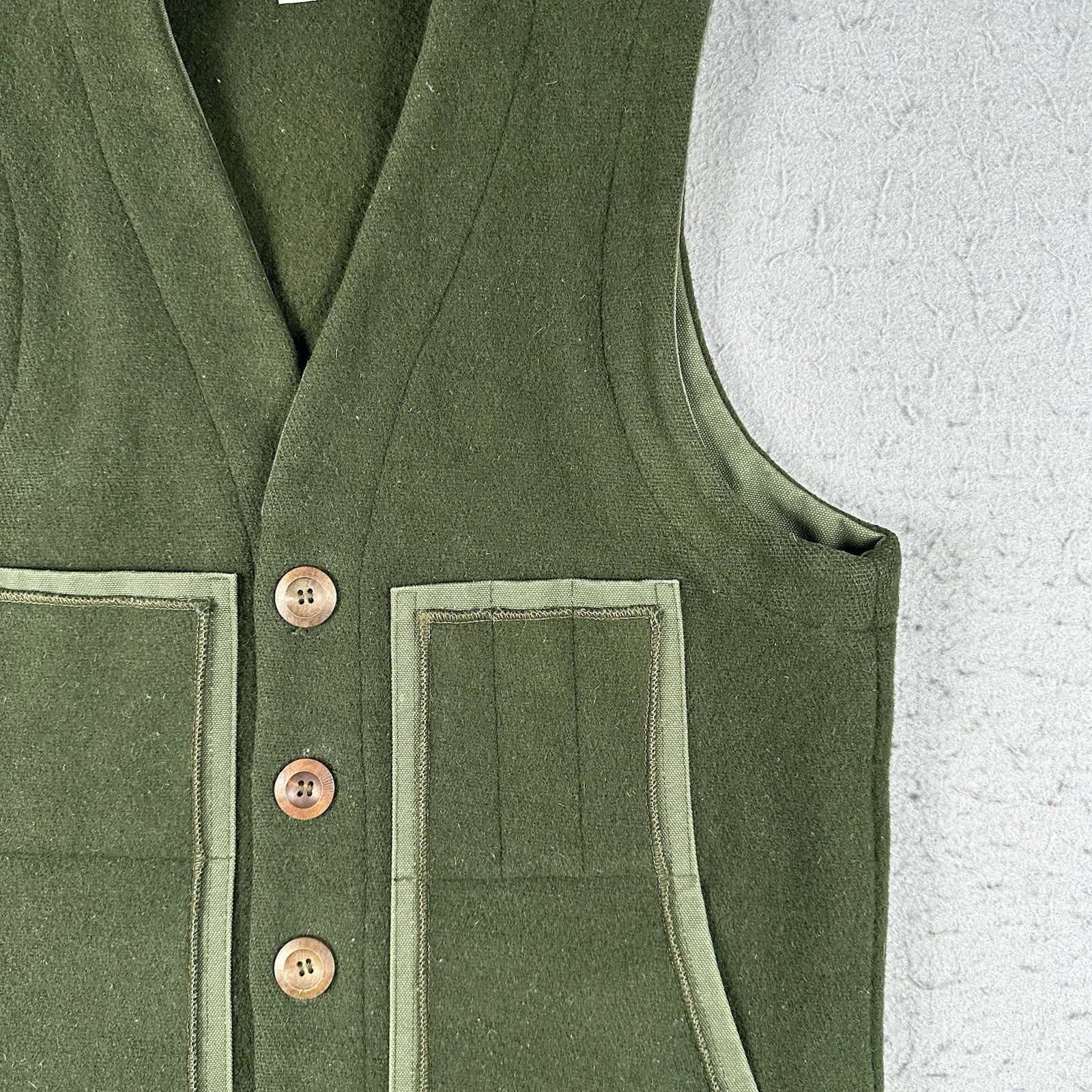 Boreal Mountain Anoraks Vest Men’s Small Green Wool Outdoor Hiking Hunting - product detail image 6
