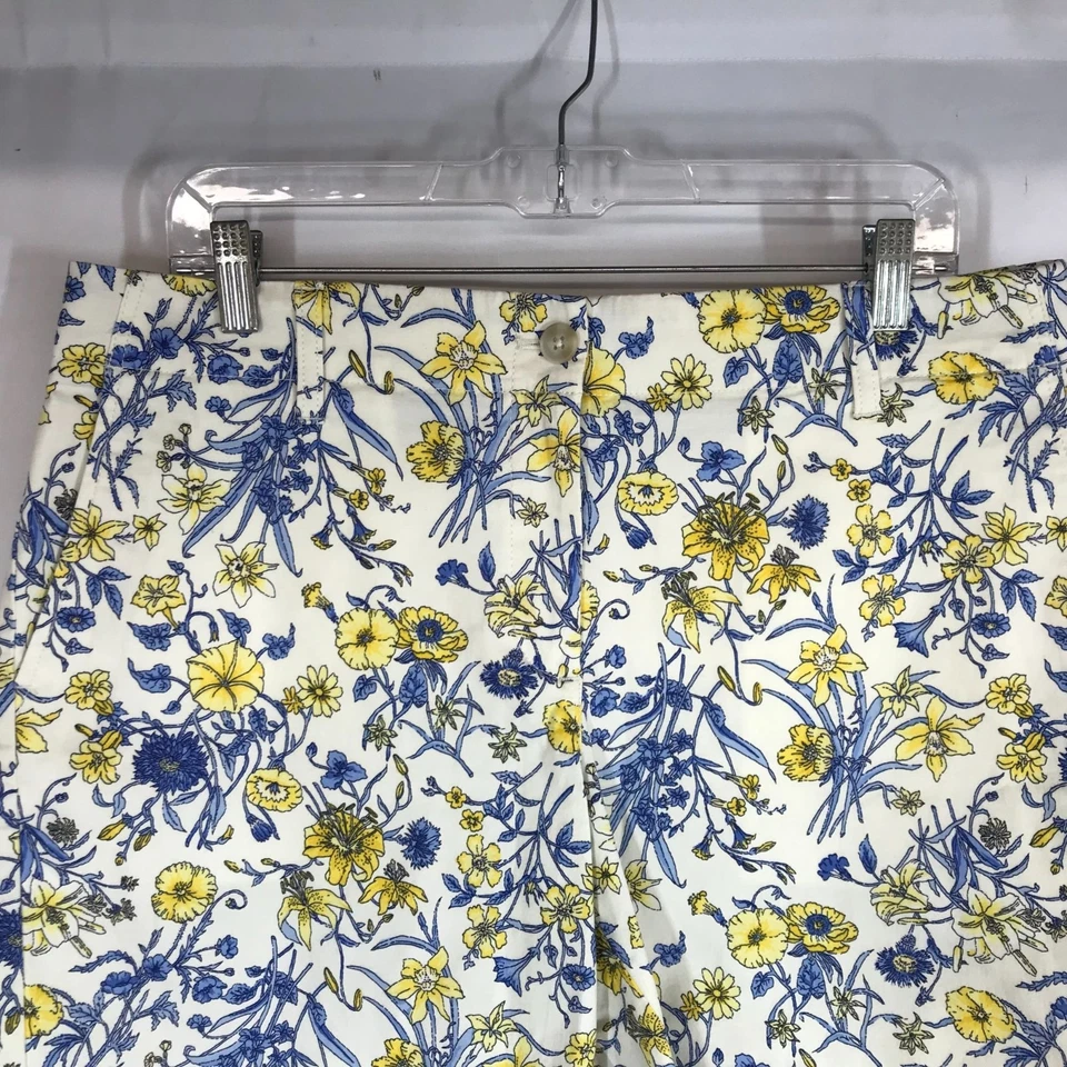 TALBOTS - PANTALÓN CORTO MUJER 10 - CHINO RELAJADO FLORAL BLANCO 7" MEZCLA ALGODÓN Foto 2 de 4