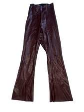 Commando Women  s Oxblood Faux Leather Cropped Flare Leggings Size XS