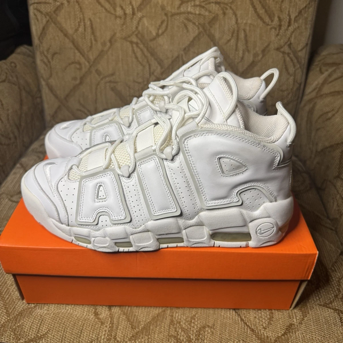Rare 2006 Nike Air More Tempo‎ White/Gray/Silver (312971 101) Size 10 New No Box The Nike Air More Uptempo Surfaces in White, Grey and Sail  main image 3