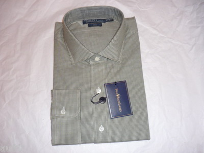RALPH LAUREN men's dress shirt L/S Estate 17 1/2   D. Grey small gingham  NWT!